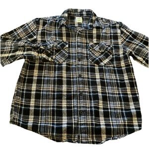 DICKIES MENS SHIRT LARGE 42-44 FLANNEL‎ Blue PLAID 100% COTTON
